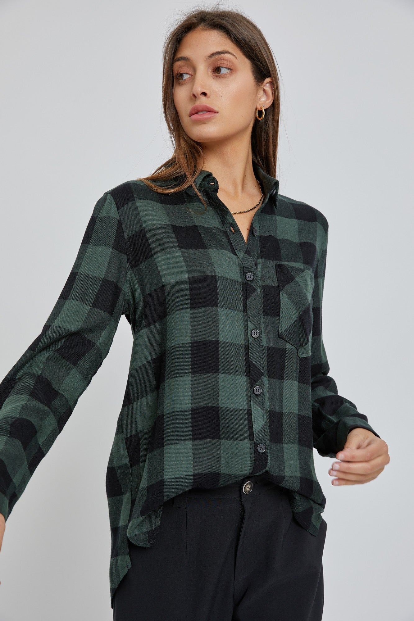 Dark Gingham Classic Flannel Top {Hunter} CLEARANCE