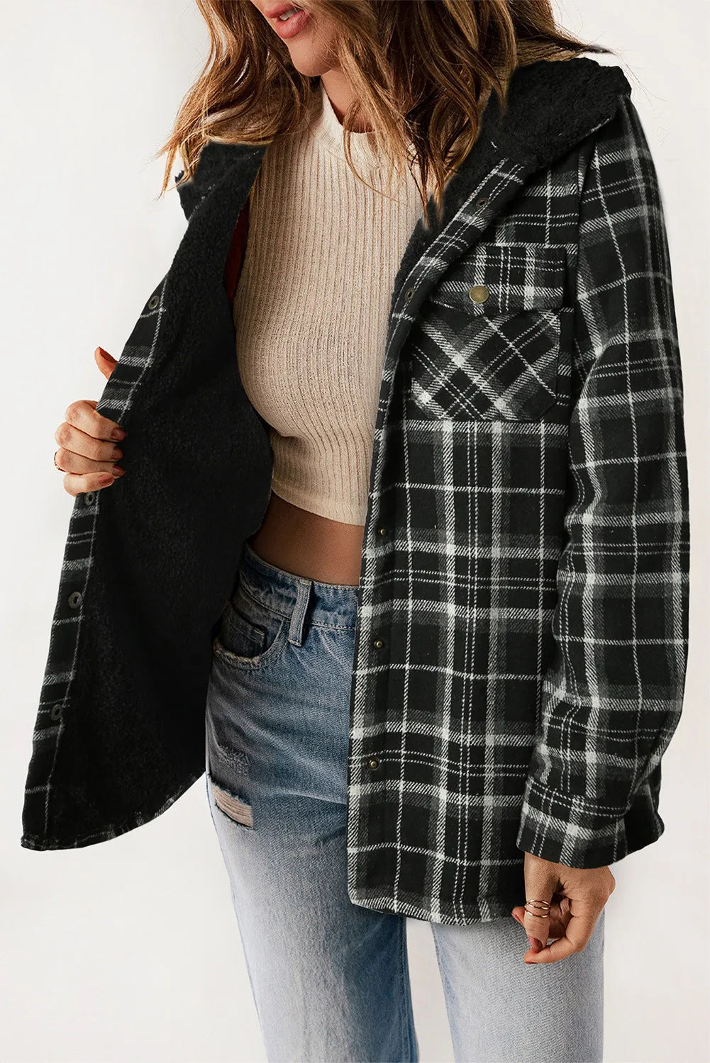 Jasper Sherpa Lux Shacket {Black}