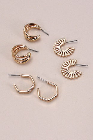 Geo Fan Trio Earring Set