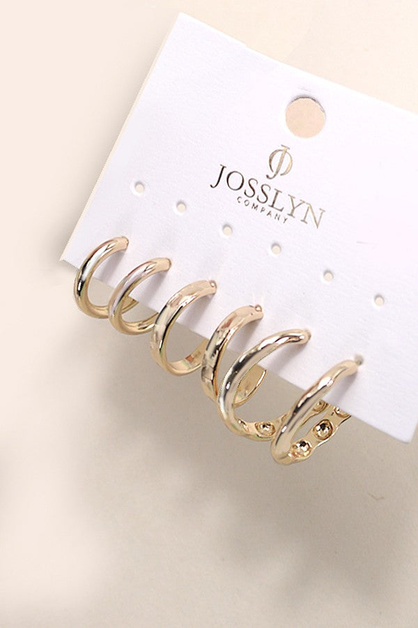 Miller Hammered Trio Earring Set