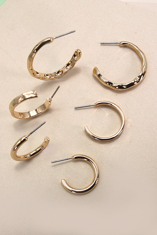 Miller Hammered Trio Earring Set