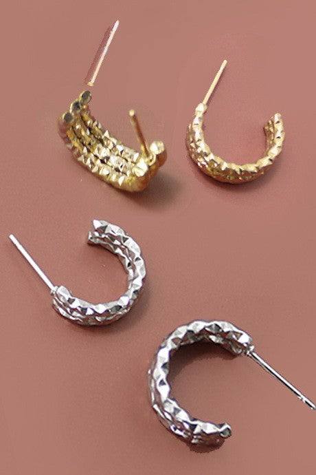 18K Tarnish-Free Hammered Earring (Multiple Color)