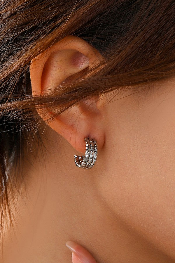 18K Tarnish-Free Hammered Earring (Multiple Color)