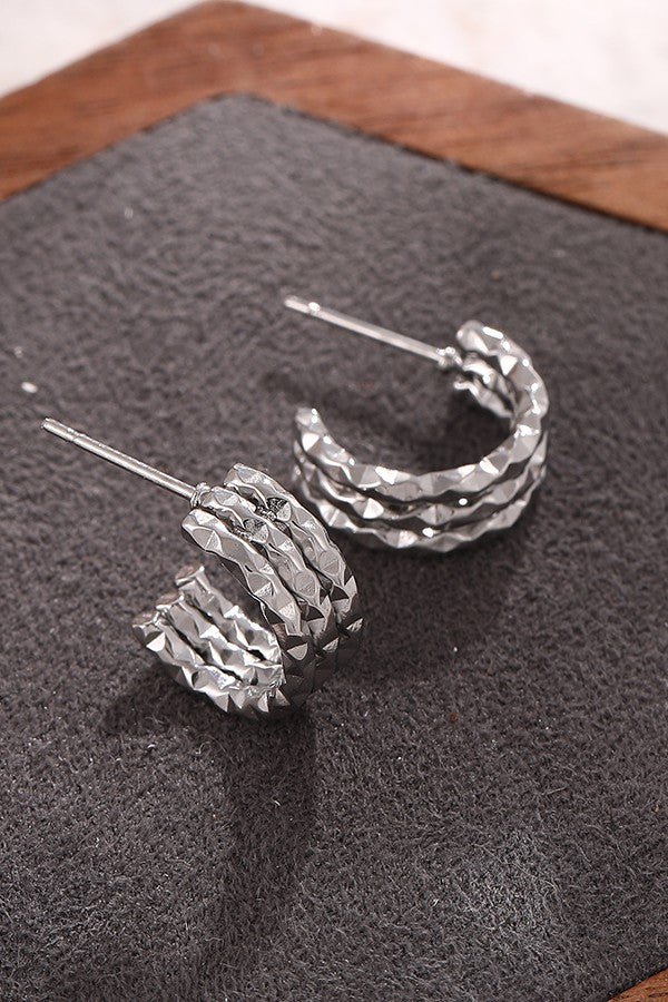 18K Tarnish-Free Hammered Earring (Multiple Color)