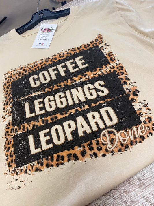Coffee Leggings Leopard Graphic Tee