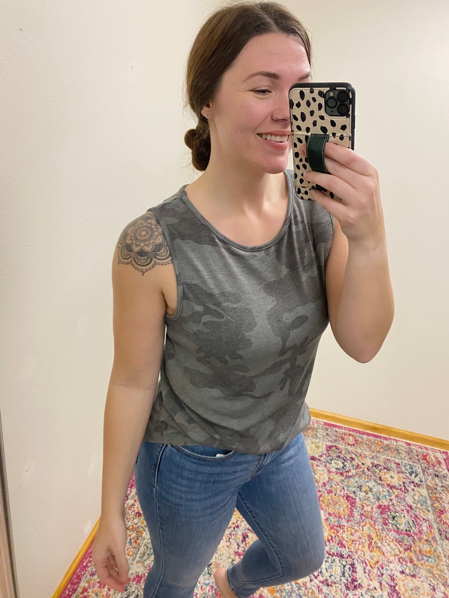 Cool & Casual Camo Top {Grey} CLEARANCE