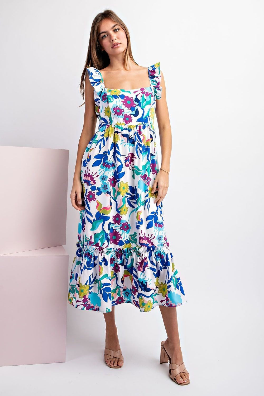 Joy Square Neck Midi Dress {Off-White}
