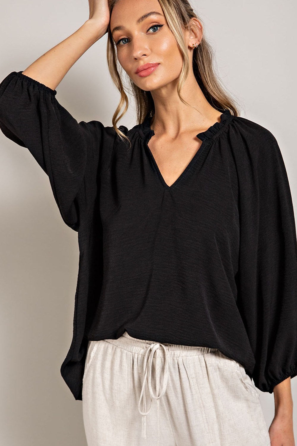 Rosa Puff Sleeve Top {Black}