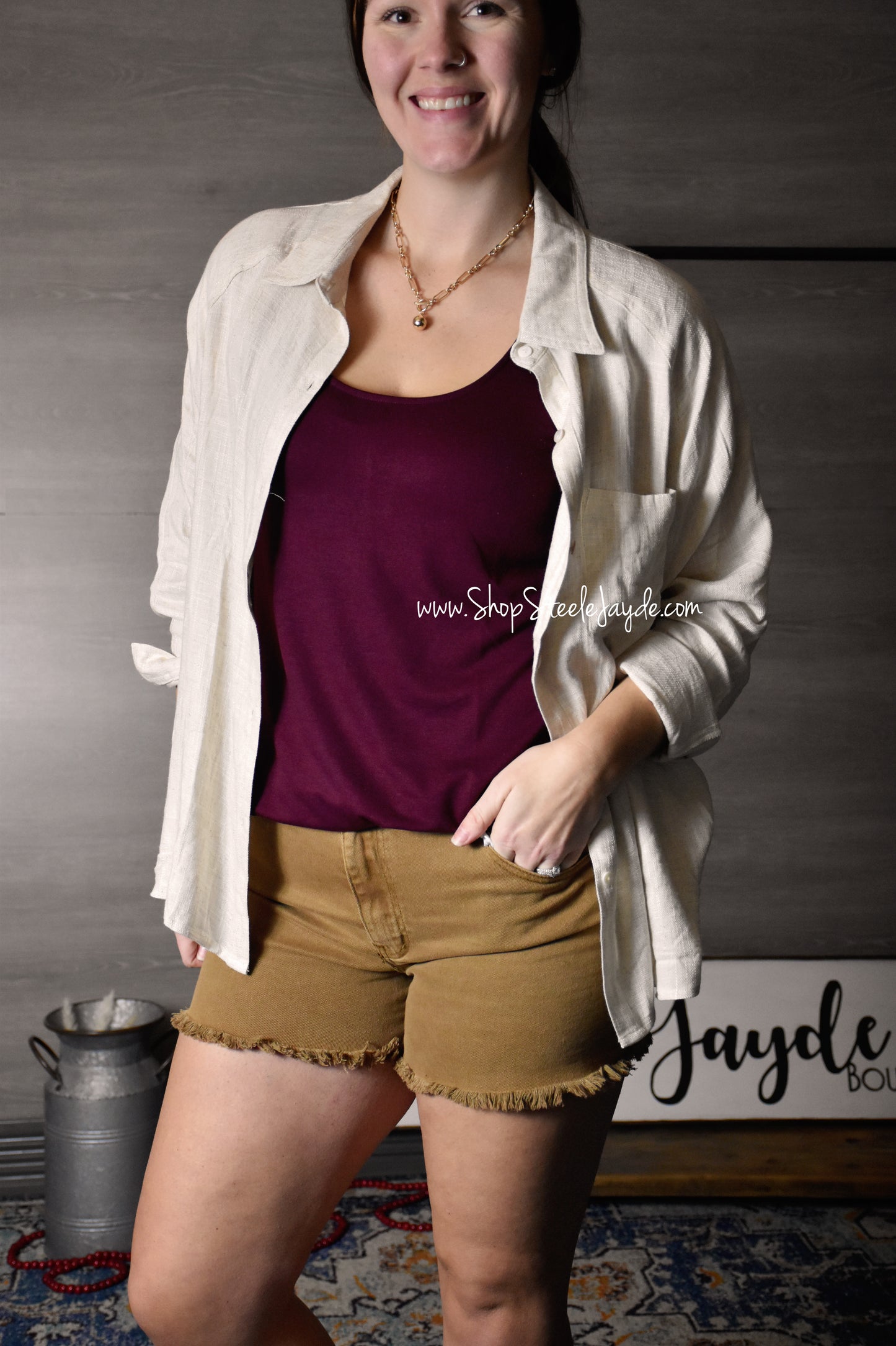 Luxurious Linen Button-Down Top {Neutral}