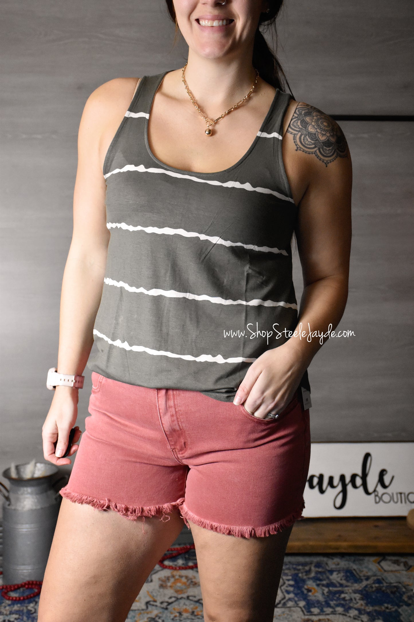 Free Falling Flowy Tank {Olive} CLEARANCE