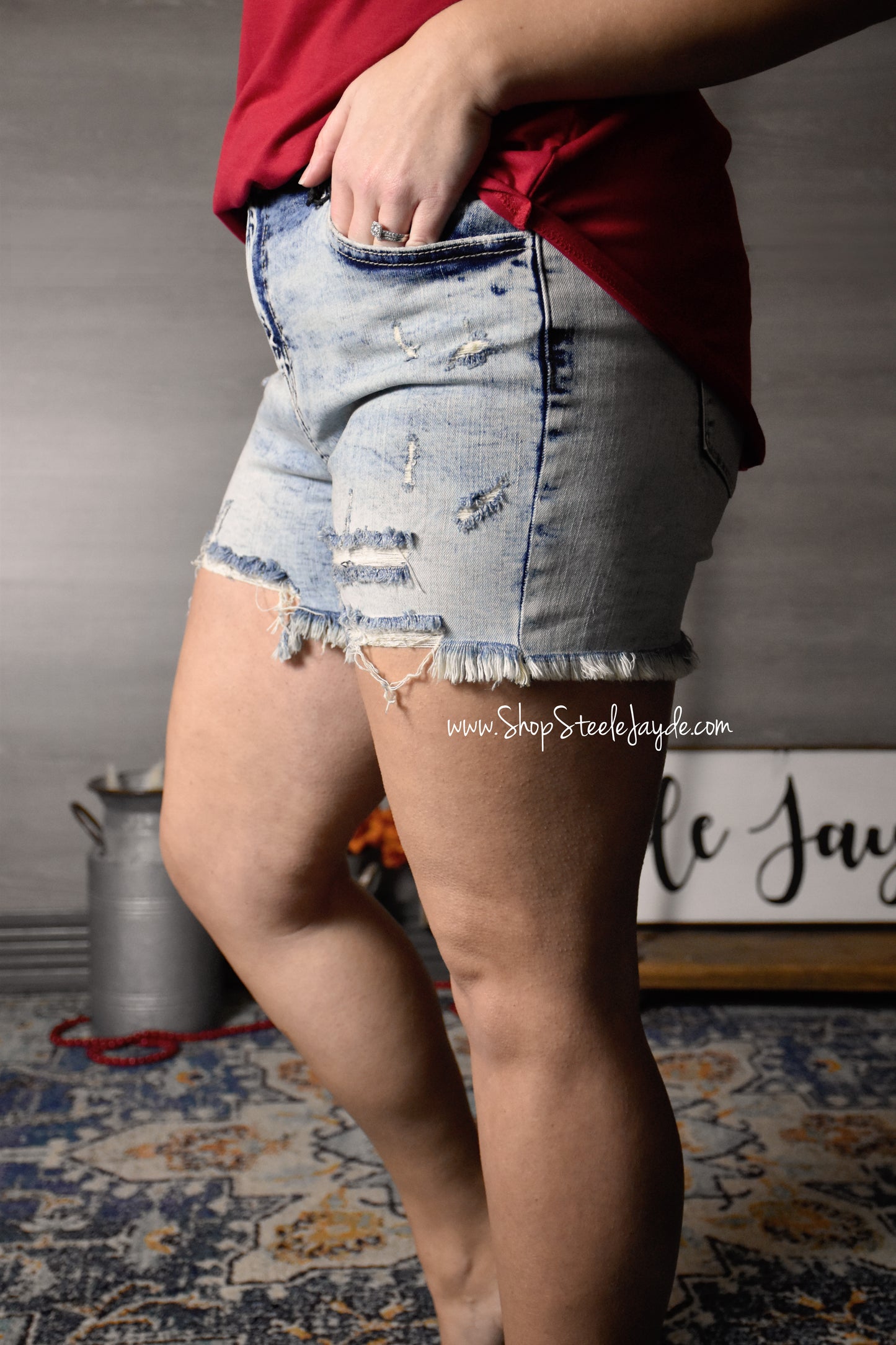 Krew Distressed Stretch Shorts CLEARANCE
