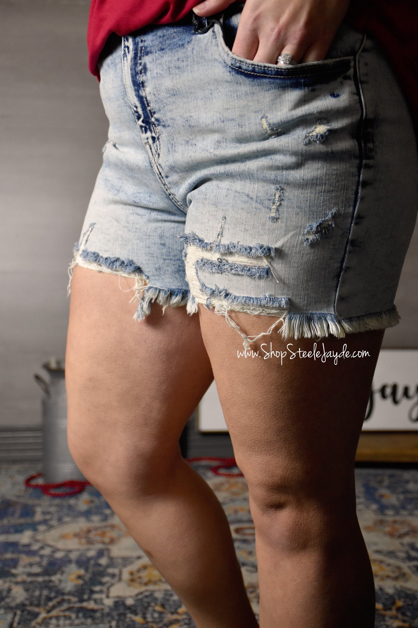 Krew Distressed Stretch Shorts CLEARANCE