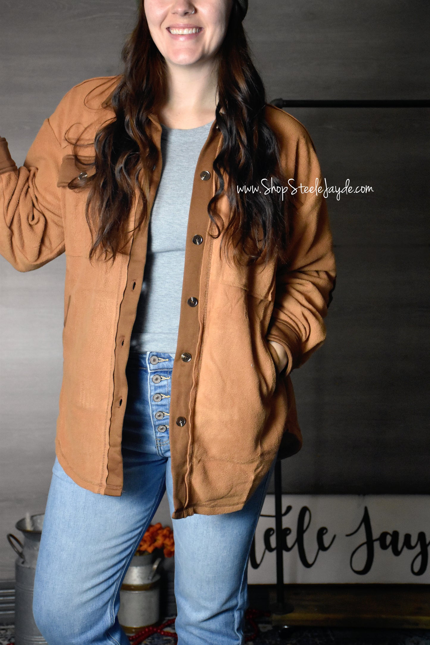 Loose Fit Cozy Fleece Jacket {Camel}