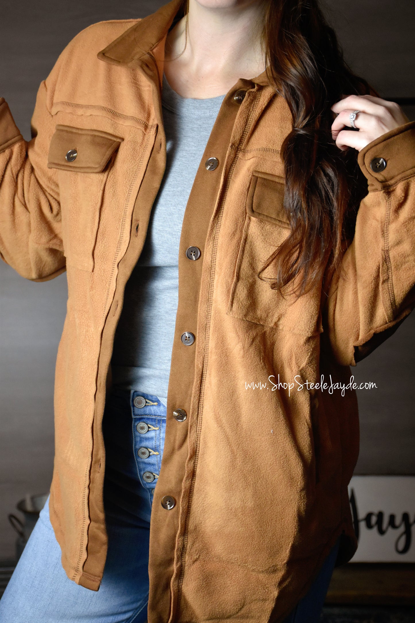 Loose Fit Cozy Fleece Jacket {Camel}