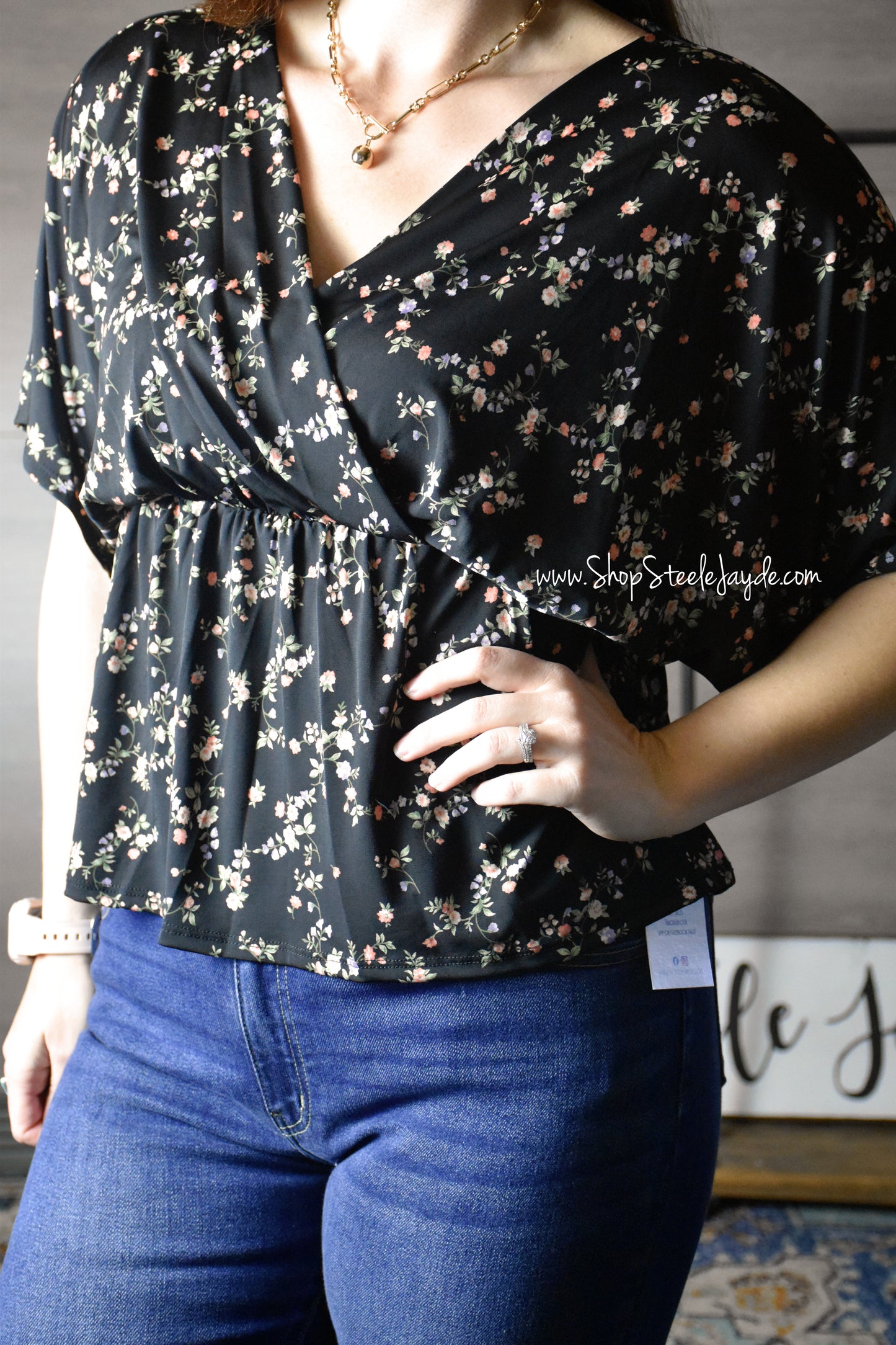 Hailey Floral Wrap Style Top