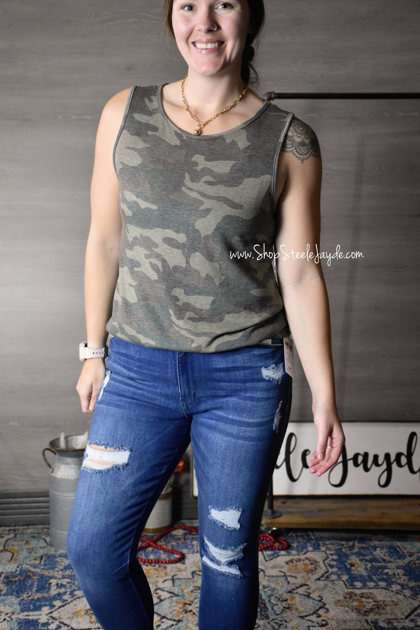 Cool & Casual Camo Top {Olive}