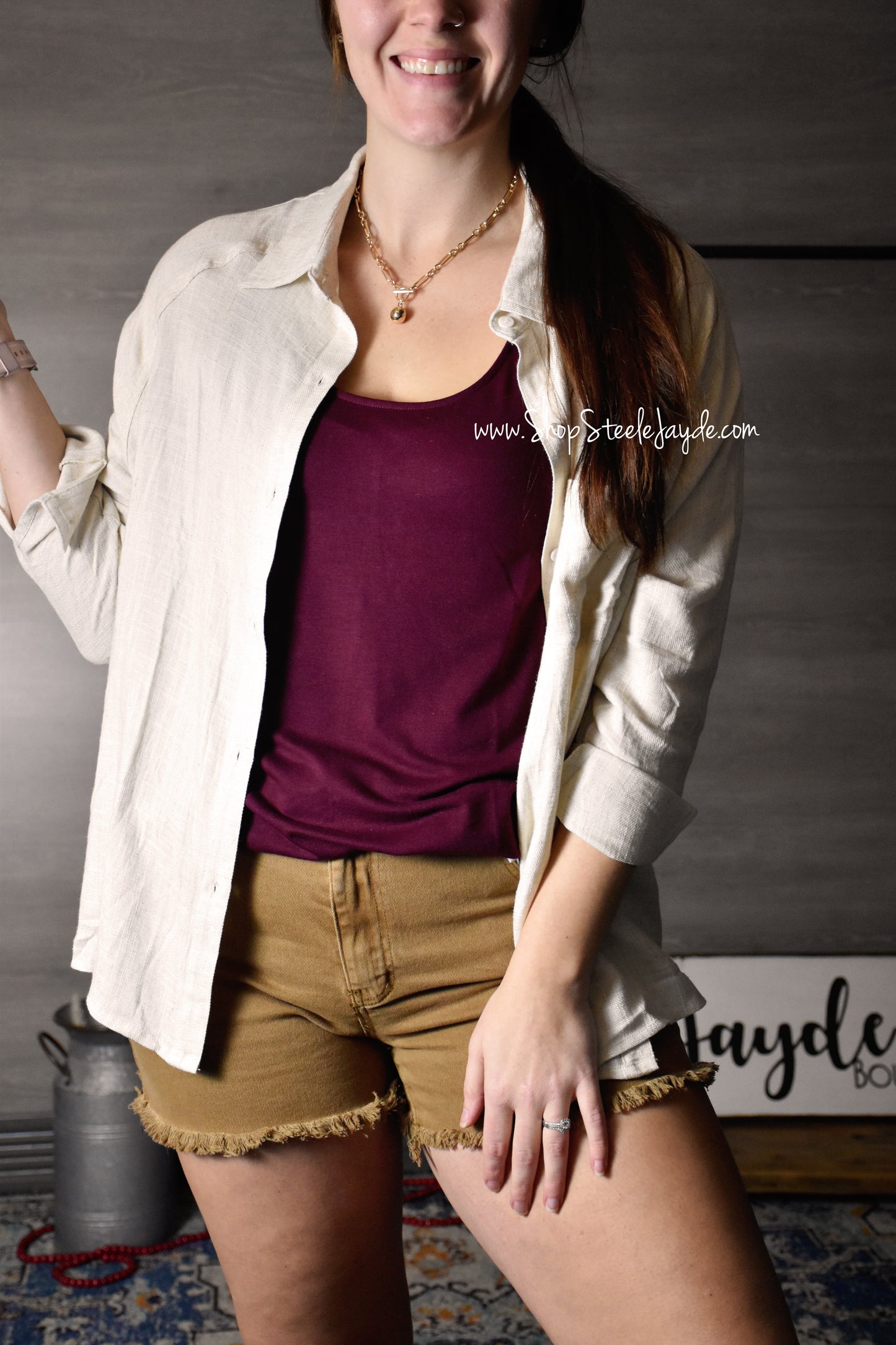Luxurious Linen Button-Down Top {Neutral}