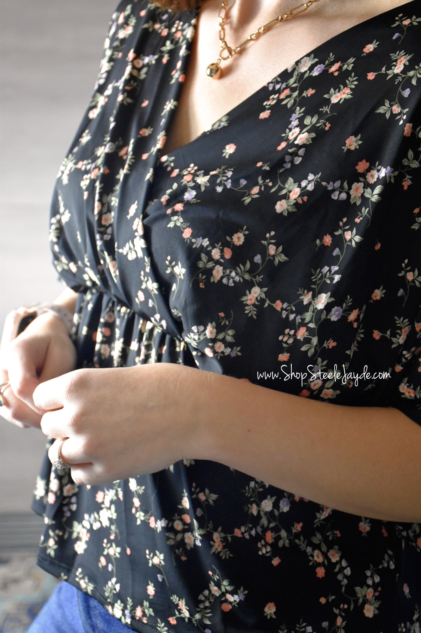Hailey Floral Wrap Style Top