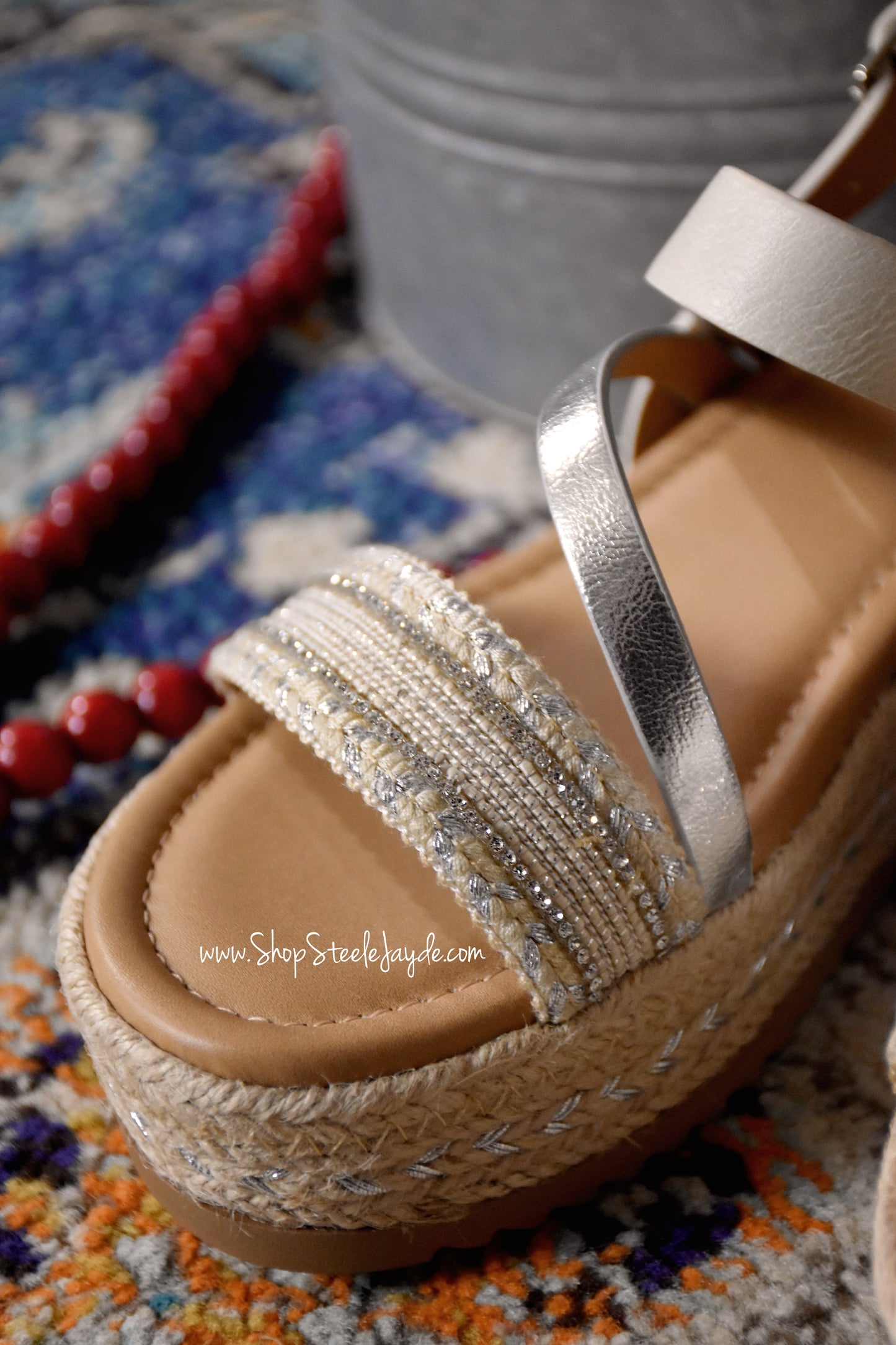 Espadrille Multi-Strap Sandal {Off-White/Silver}
