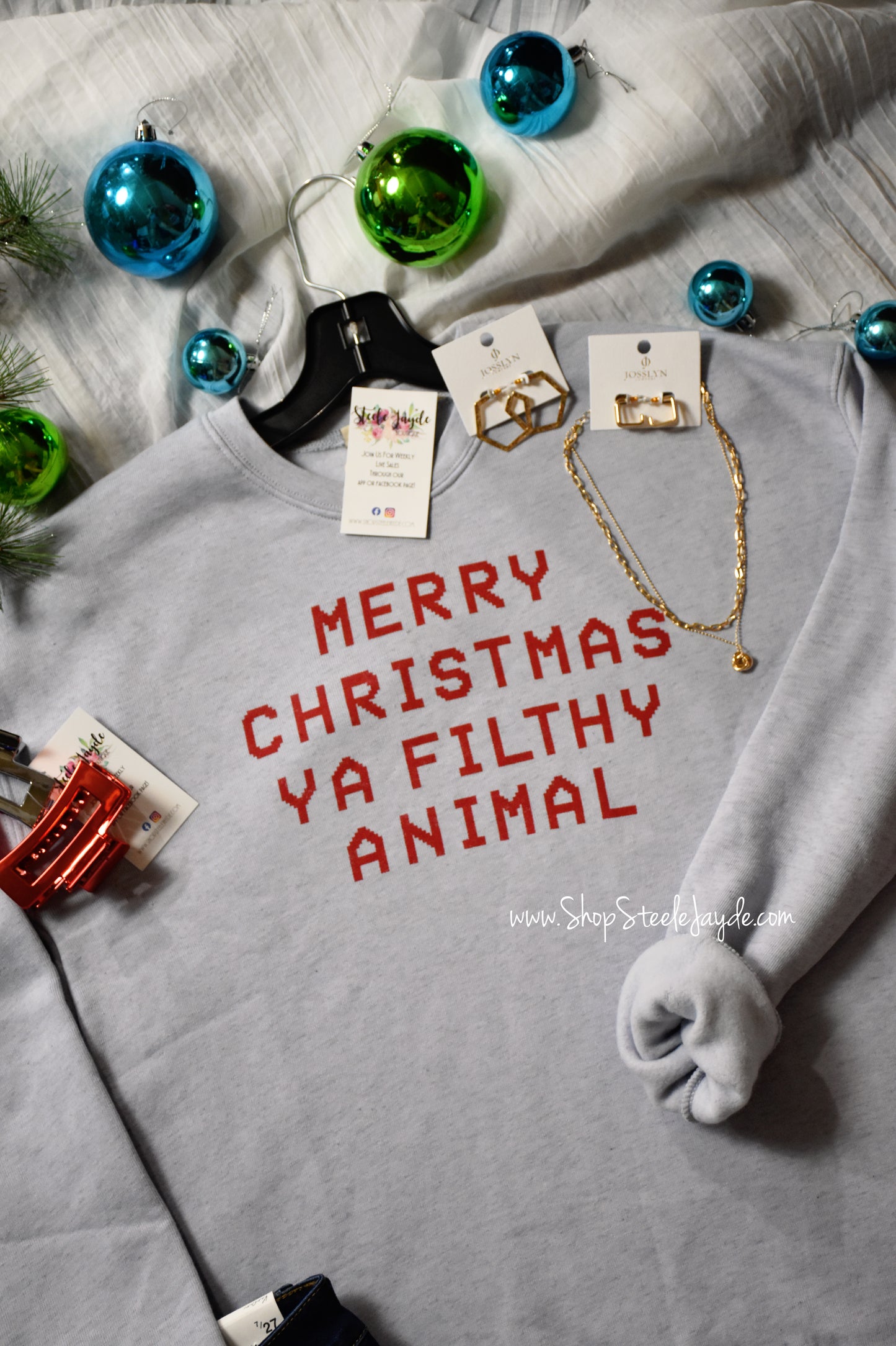 Merry Christmas Ya Filthy Animal Premier Pullover {Light Blue}