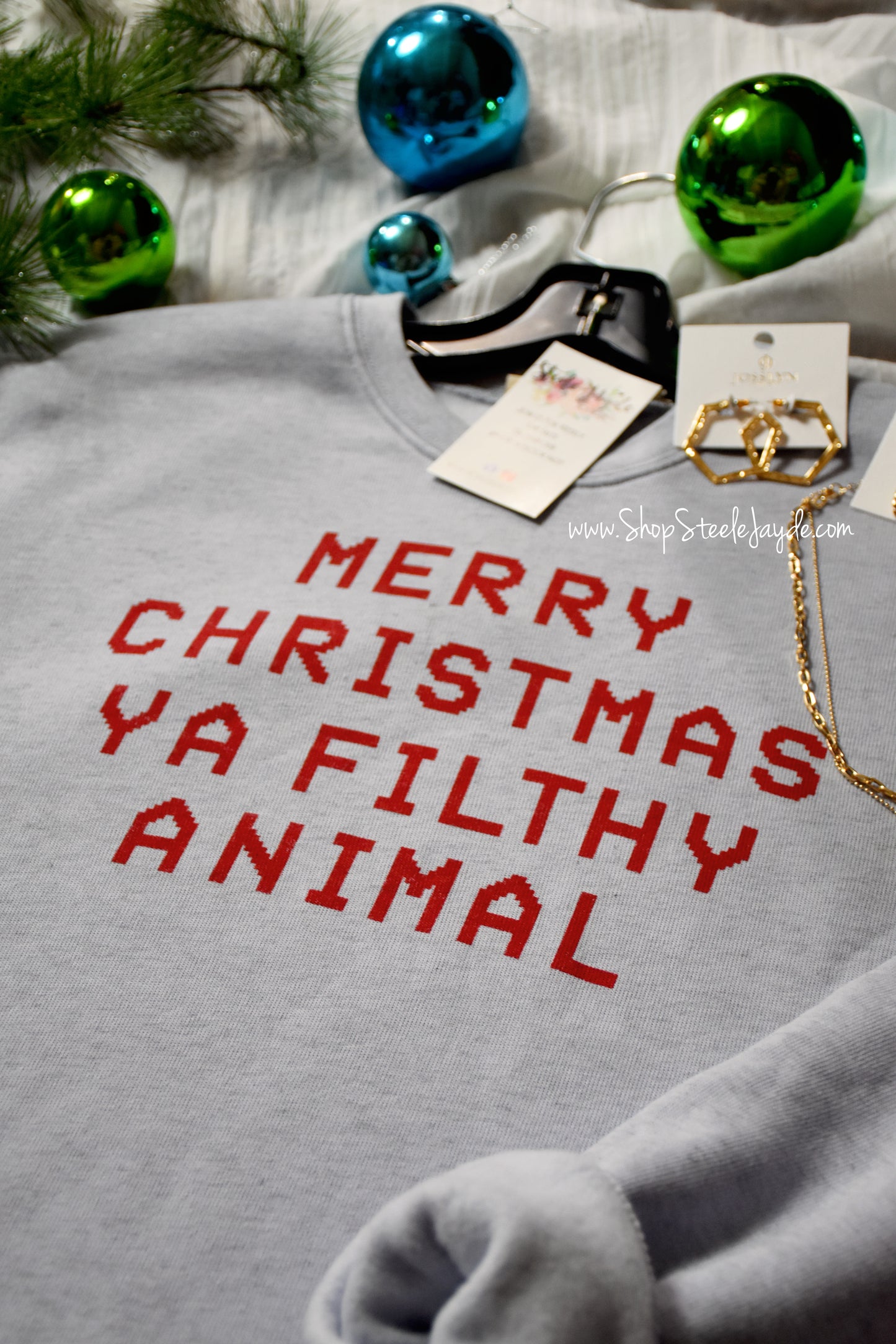 Merry Christmas Ya Filthy Animal Premier Pullover {Light Blue}