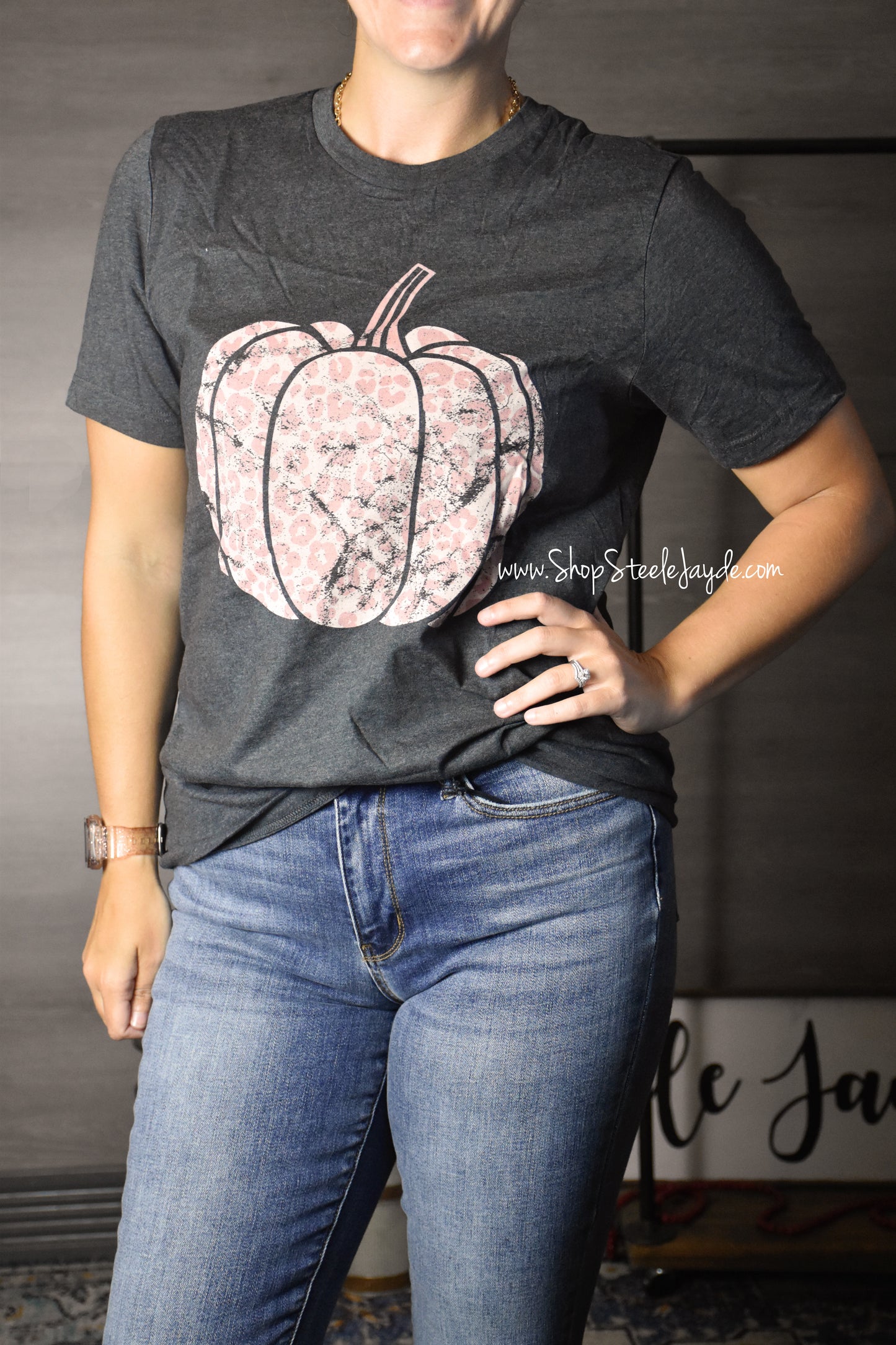 Distressed Leopard Pumpkin Graphic Tee CLEARANCE