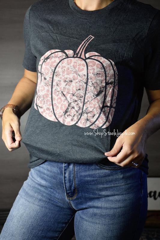 Distressed Leopard Pumpkin Graphic Tee CLEARANCE