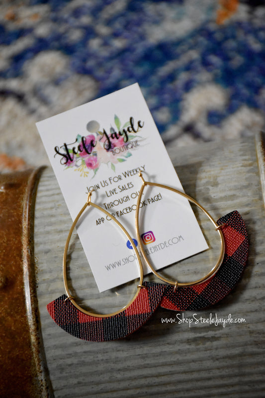 Red Buffalo Check Earrings CLEARANCE