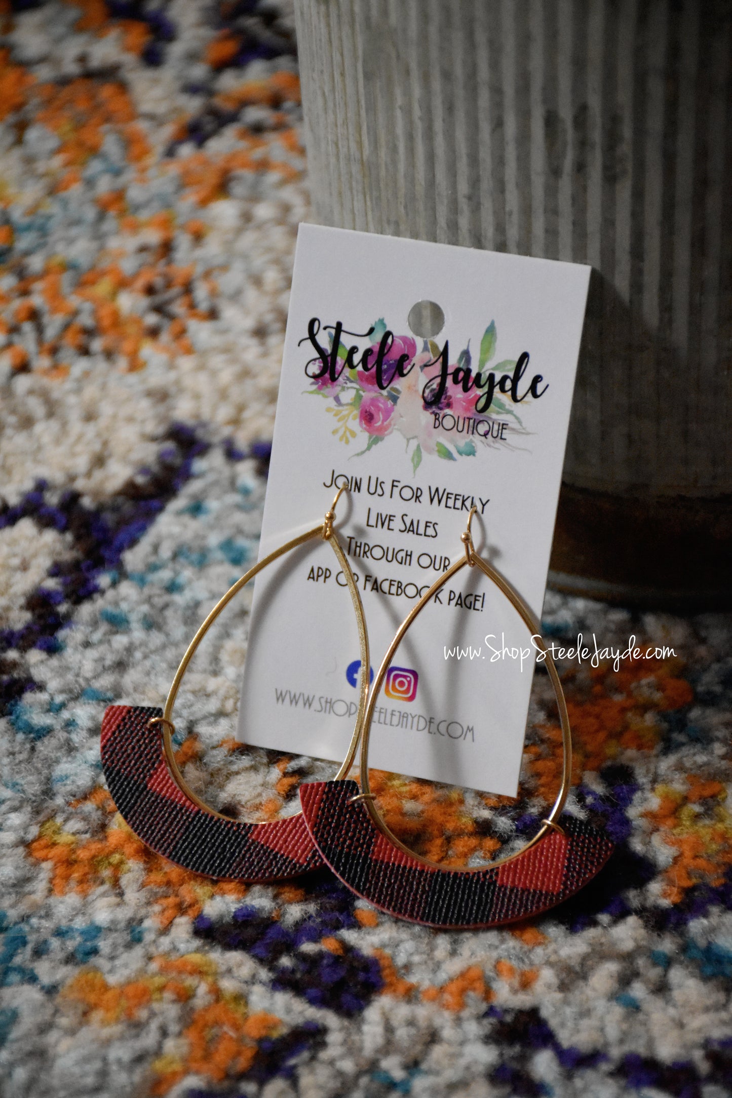 Red Buffalo Check Earrings CLEARANCE