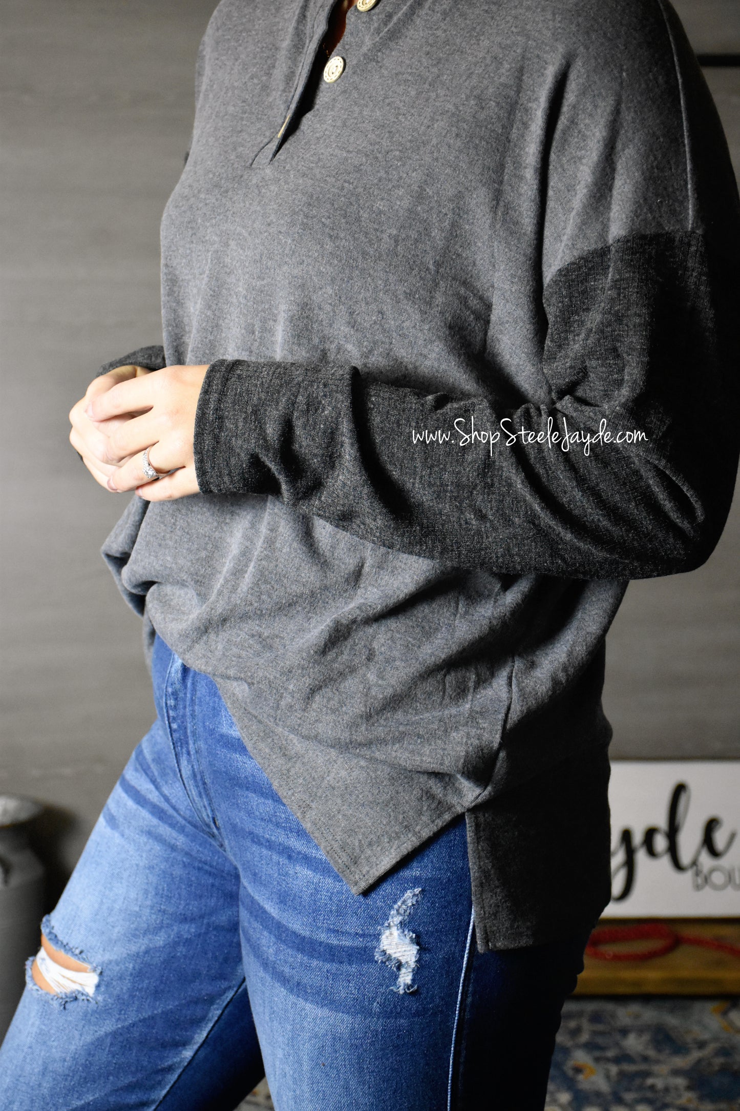 Ribbed Detail Raglan Top