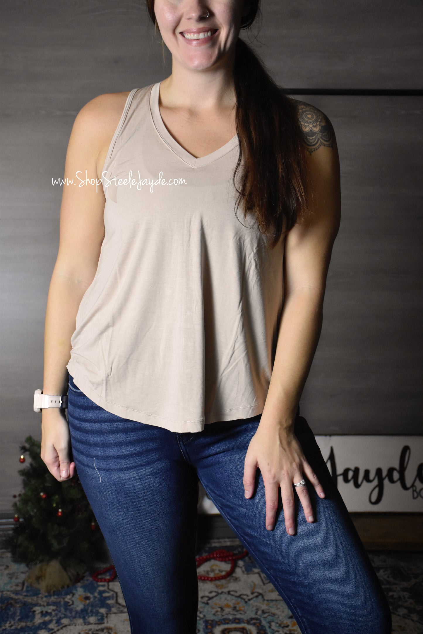 Butter Soft Flowy Layering Tank {Sand} CLEARANCE