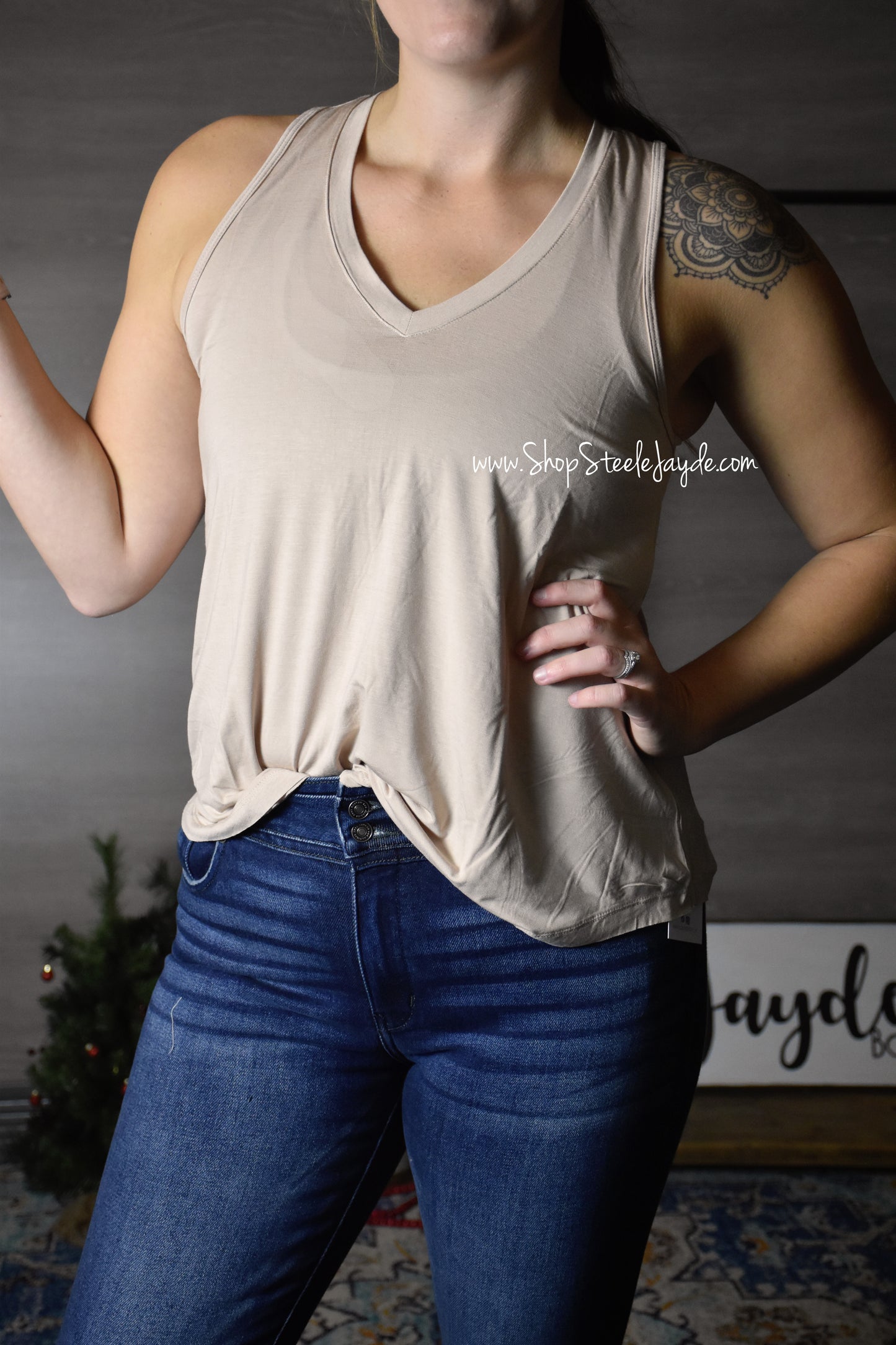 Butter Soft Flowy Layering Tank {Sand} CLEARANCE