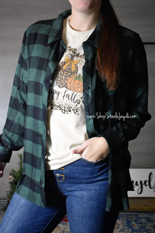 Dark Gingham Classic Flannel Top {Hunter} CLEARANCE