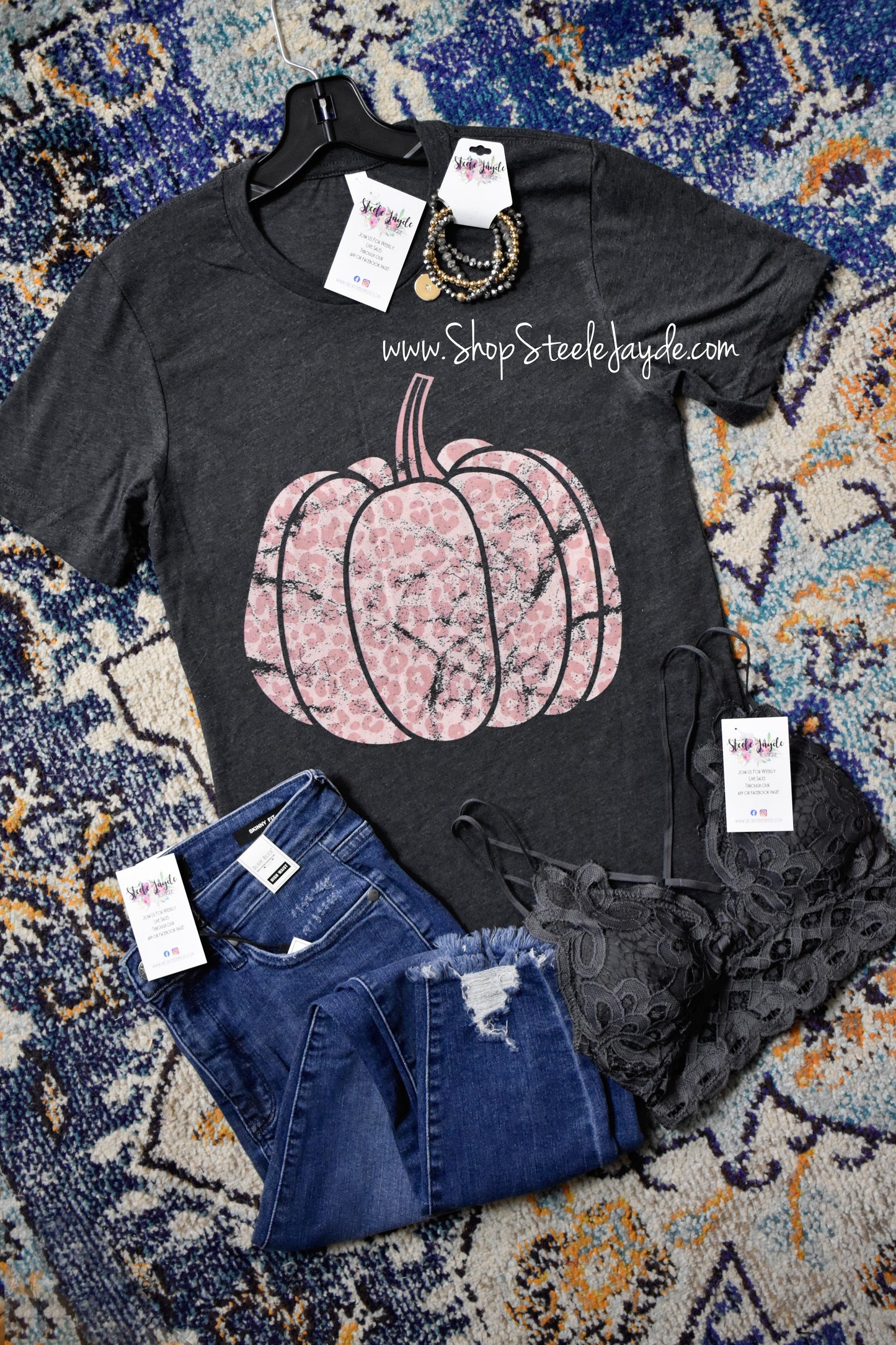Distressed Leopard Pumpkin Graphic Tee CLEARANCE