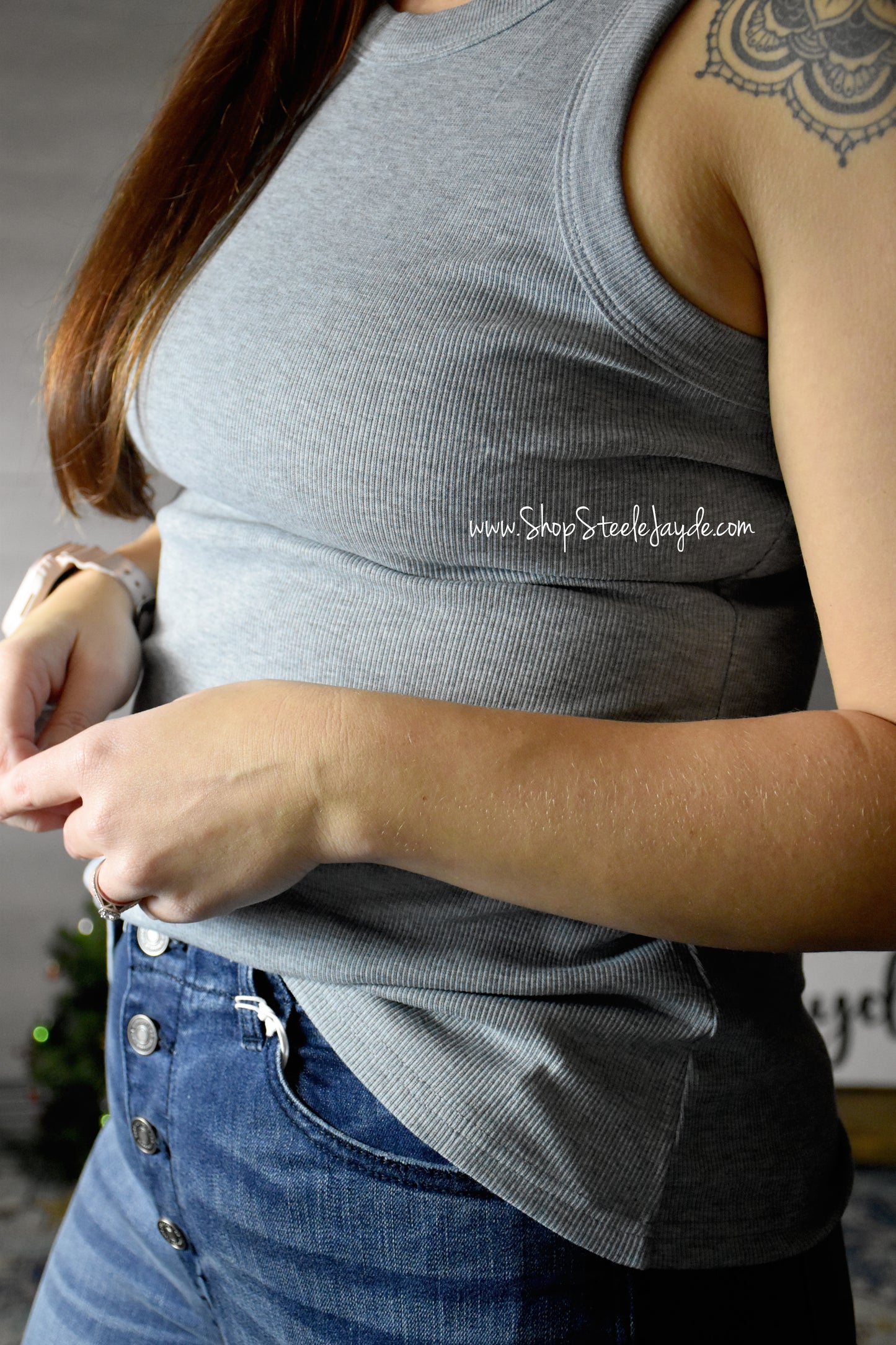Ribbed Streamline Tank {Grey}