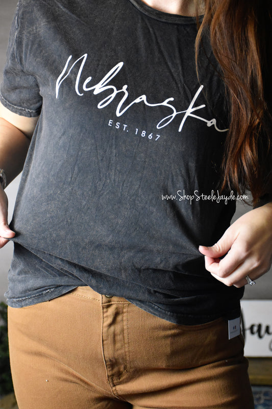Nebraska Est. Mineral Graphic Top {Black} CLEARANCE