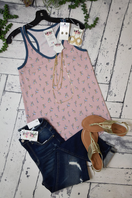 Dainty Floral Print Top {Blush} CLEARANCE