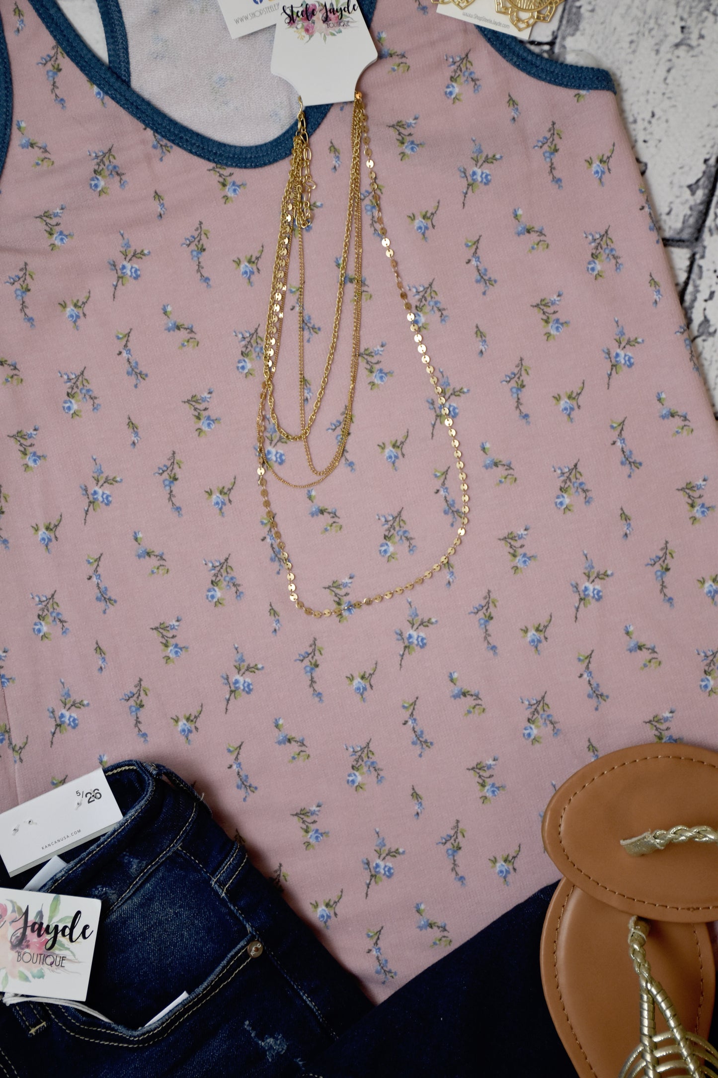 Dainty Floral Print Top {Blush} CLEARANCE