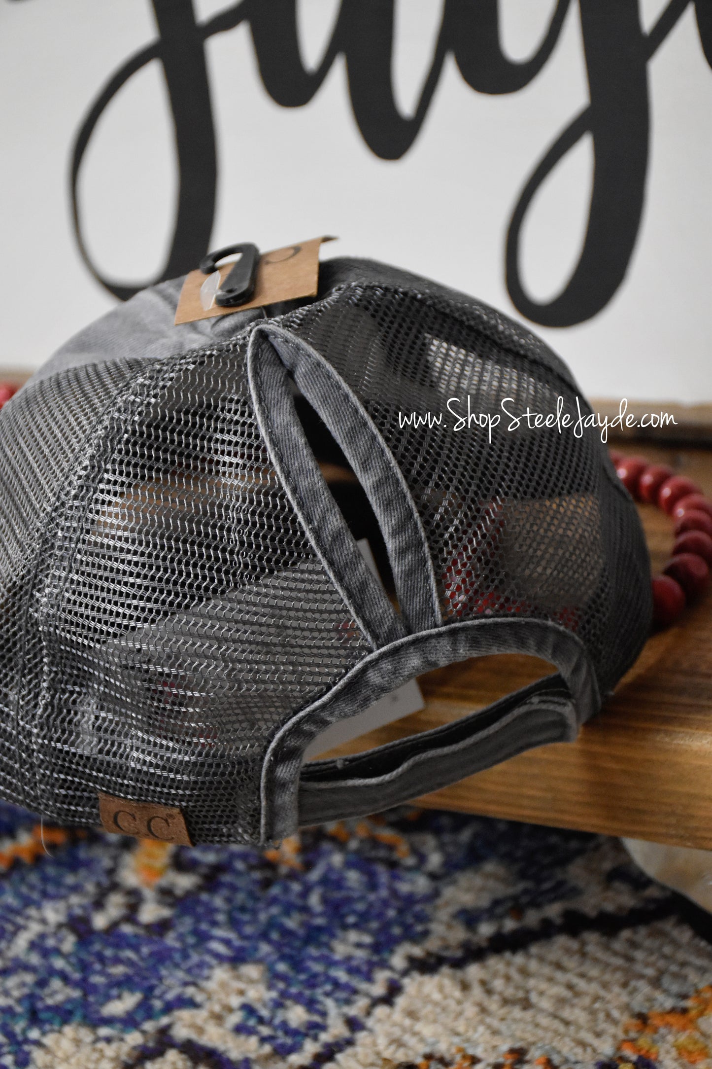 Distressed Ponytail Mesh Hat {Multiple Colors}