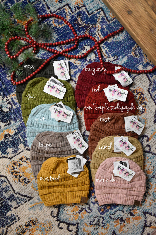 Messy Bun Beanie {Multiple Colors} CLEARANCE