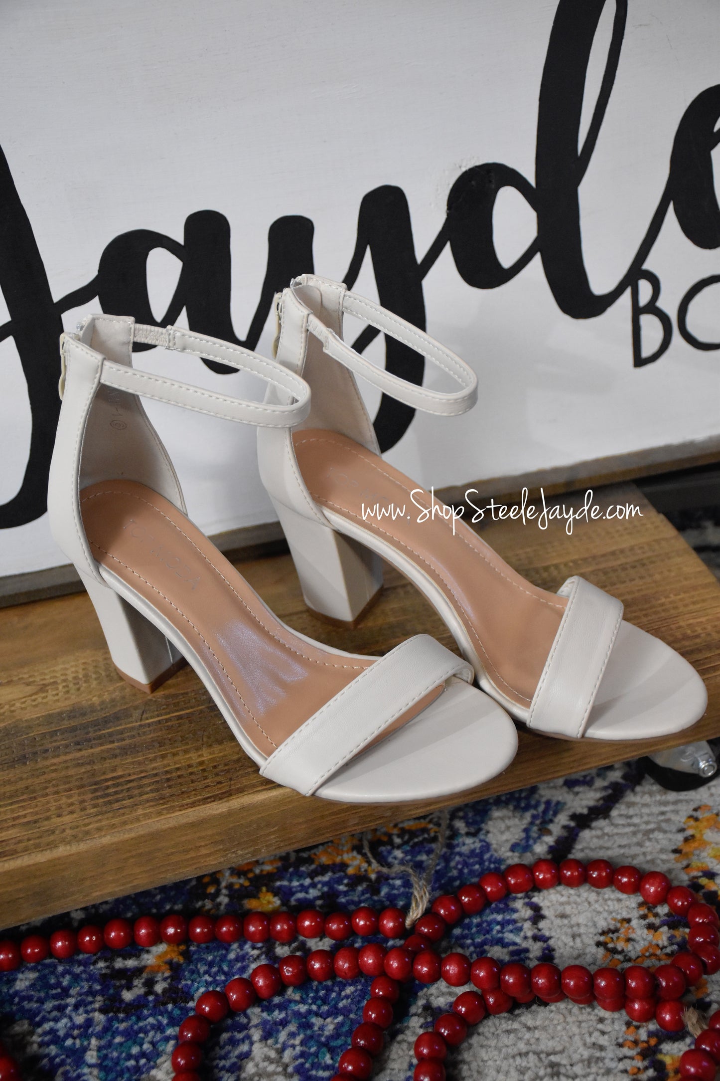 Misty Ankle Strap Heel {Ivory Nude} CLEARANCE