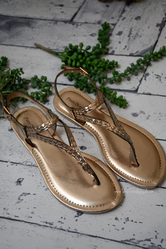 Reese Rose Gold Braided Sandal CLEARANCE