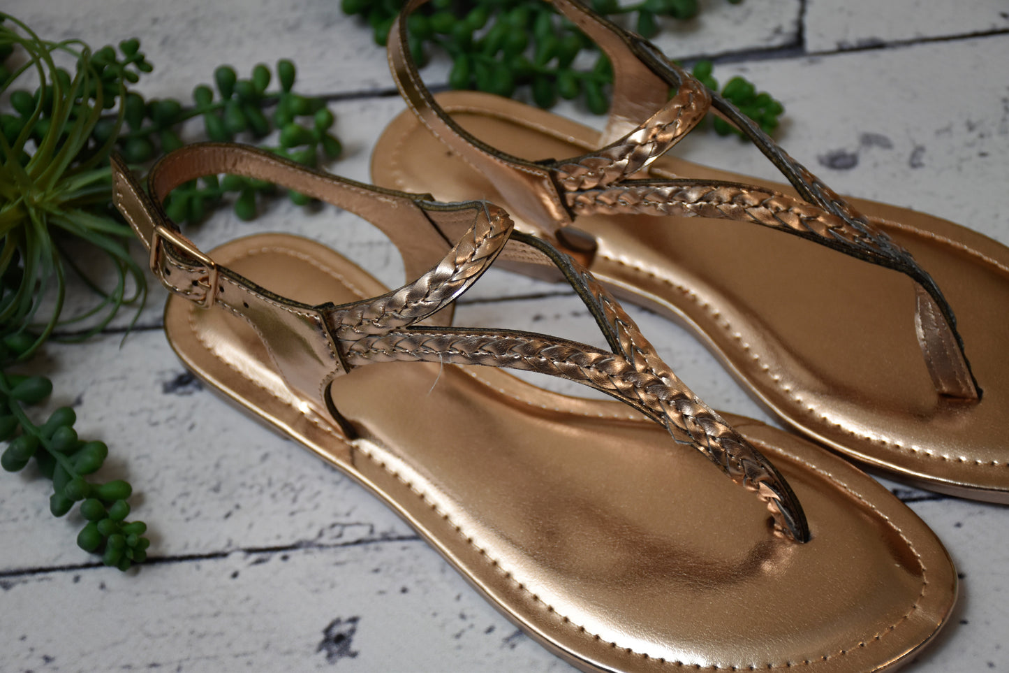 Reese Rose Gold Braided Sandal CLEARANCE