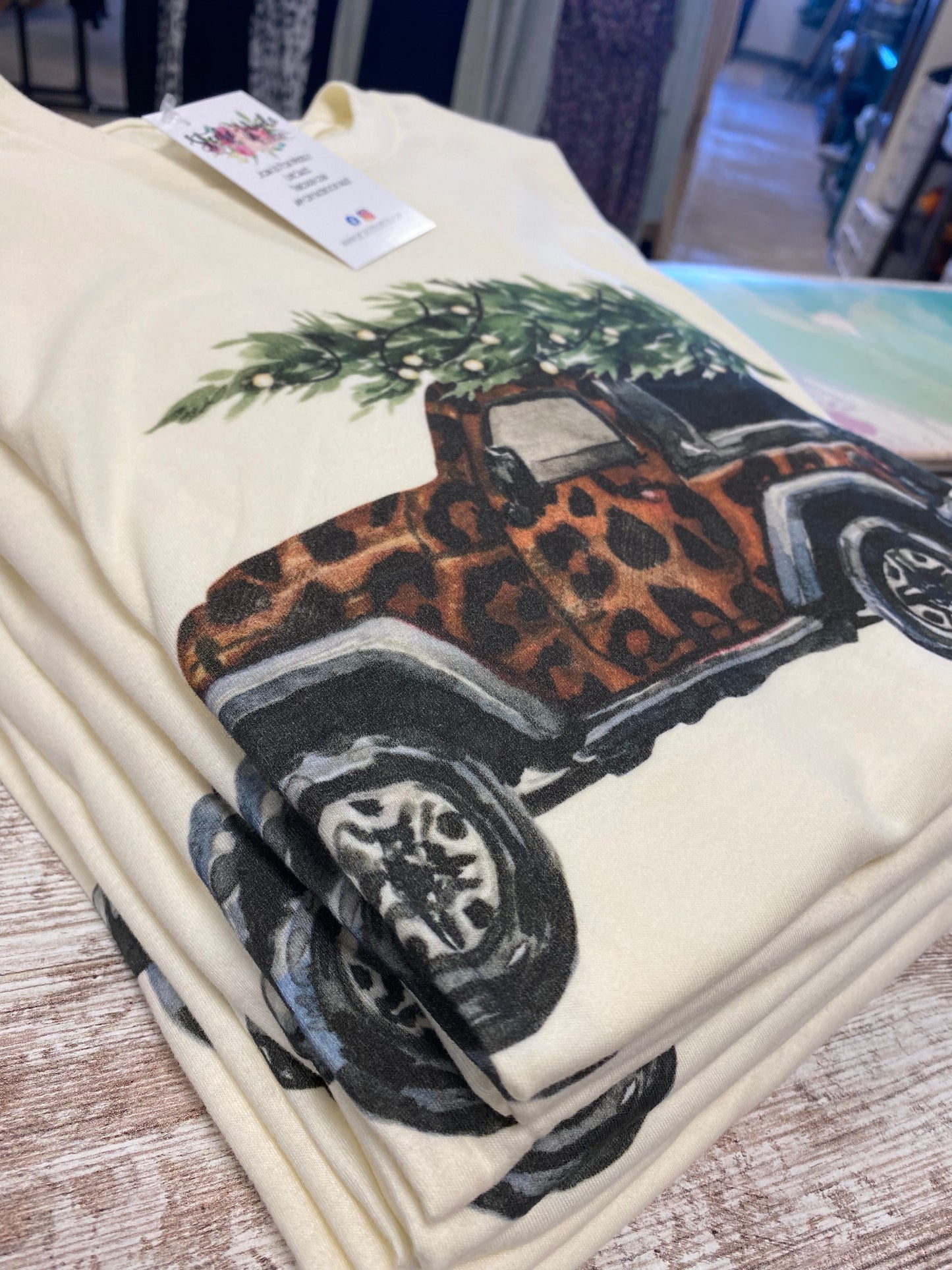 Leopard Jeep Christmas Graphic Tee