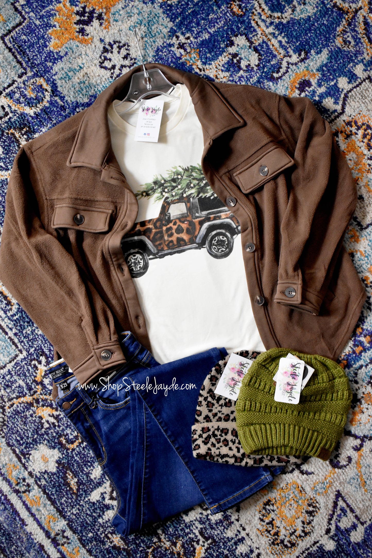 Leopard Jeep Christmas Graphic Tee