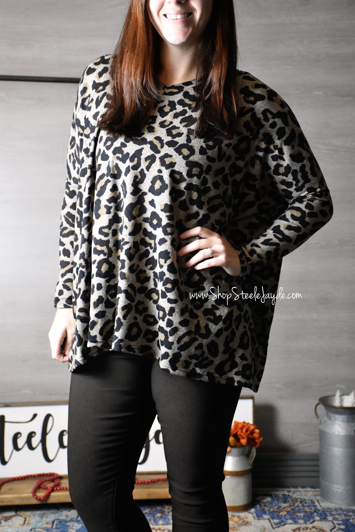 Hacci Brushed Leopard Tunic CLEARANCE