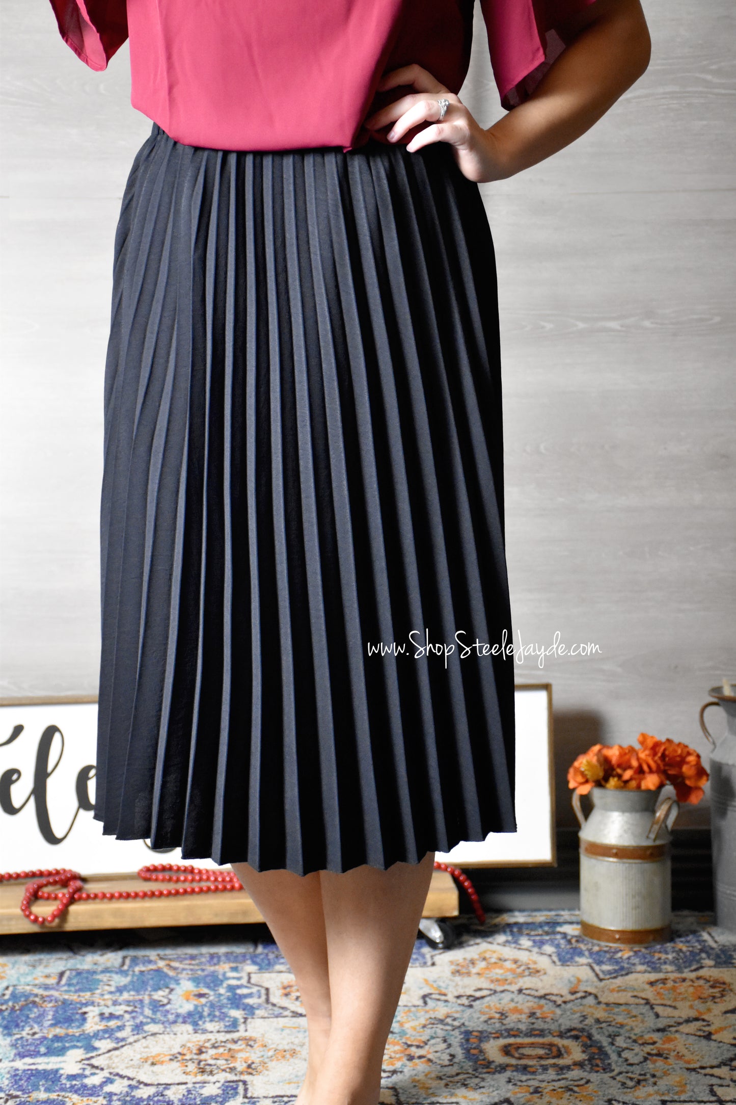 Savvy Pleated Midi Skirt