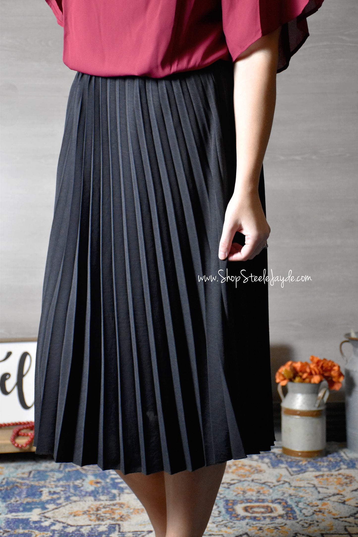 Savvy Pleated Midi Skirt