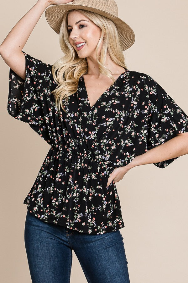 Hailey Floral Wrap Style Top