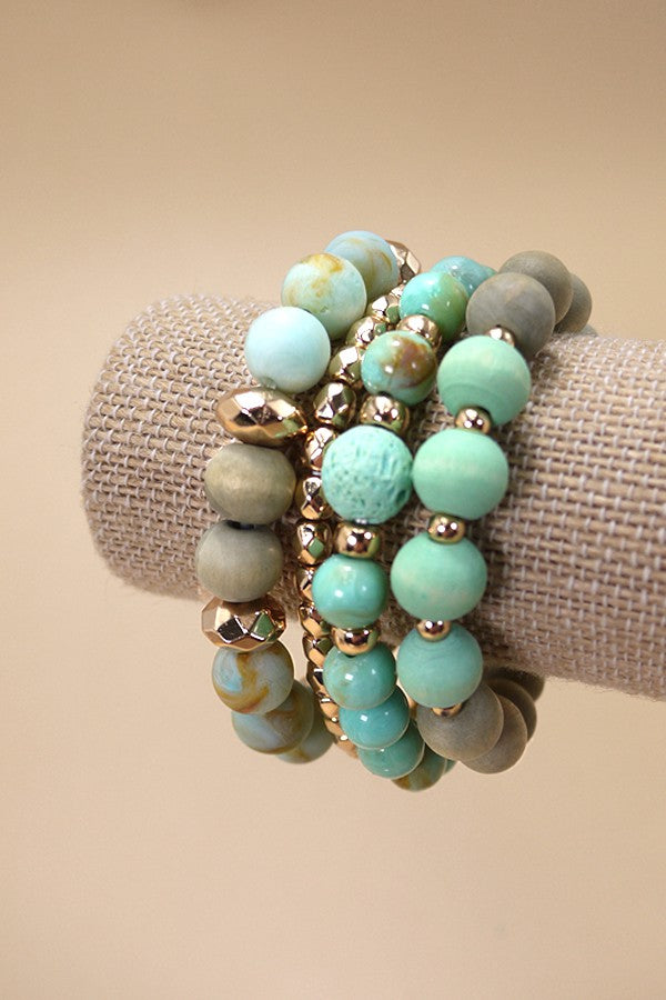 Wooden Mixed Stretch Bracelet Stack {Multiple Colors}